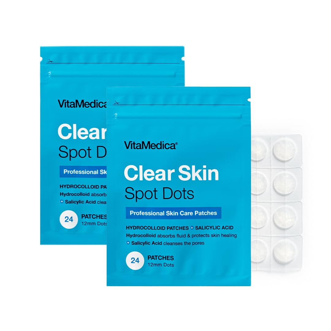 VitaMedica Clear Skin Spot Dots | Natural Blemish Spot Treatment Hydrocolloid Patches | 2-Pack