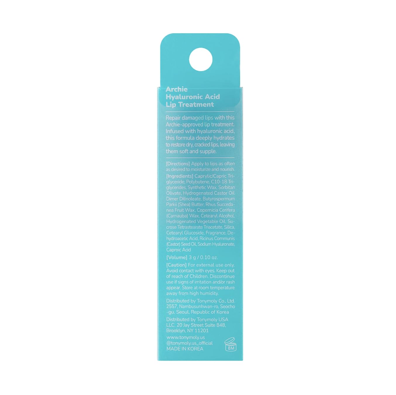 TONYMOLY Archie Lip Treatment Stick - Hydrating Lip Balm with Hyaluronic Acid for Dry Lips | 0.49 oz
