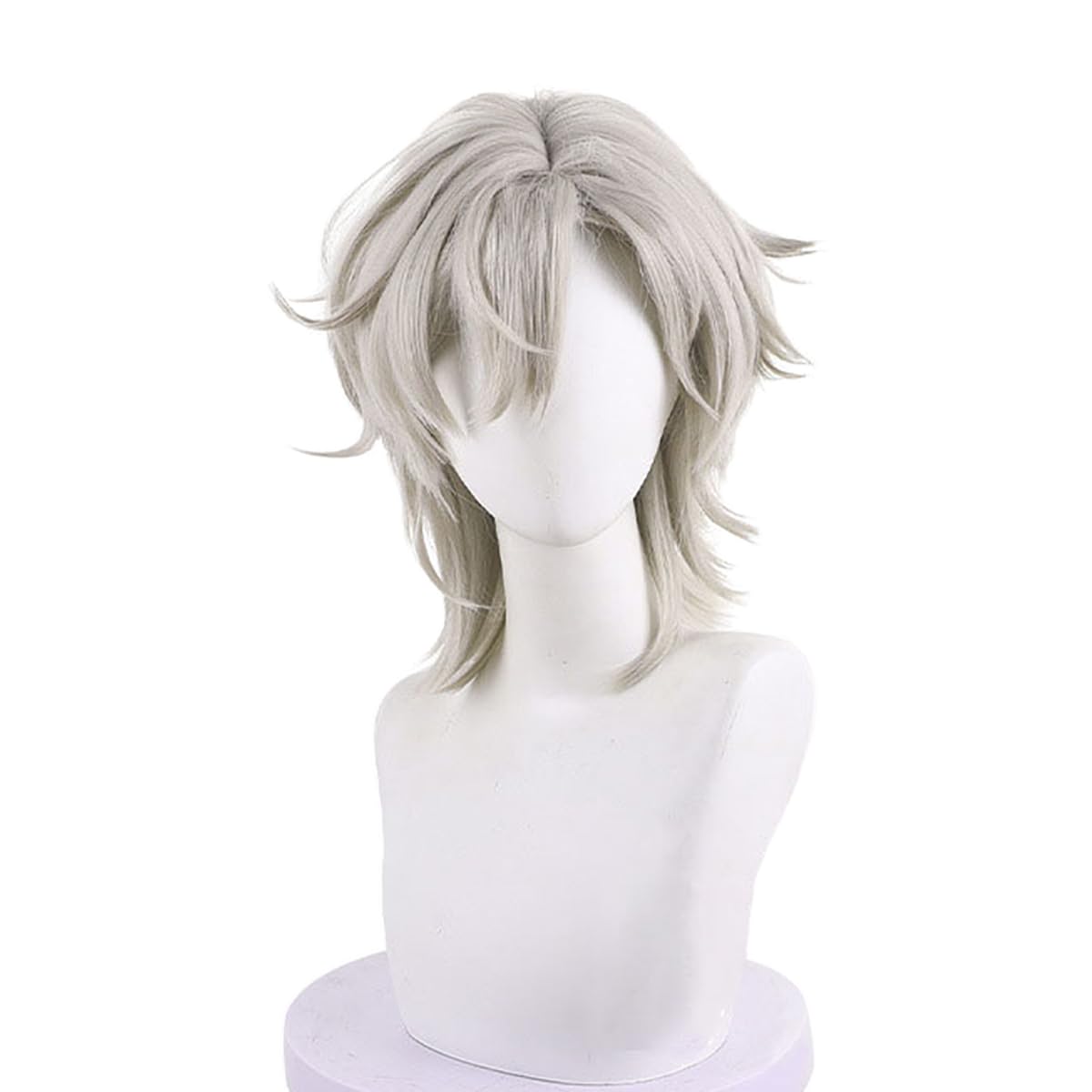 XiongXiongLe Honkai Star Rail Aventurine Cosplay Wig Men's Costume Light White Upturned Bangs Short Hair Wigs for Boys Cos Party Halloween Christmas Comic Con(Aventurine)