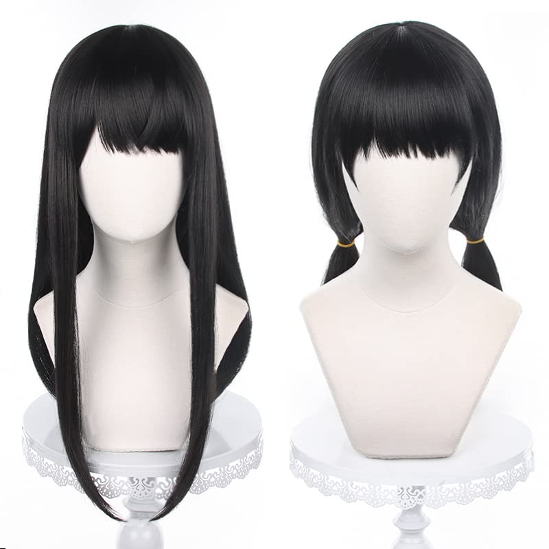 XiongXiongLe Anime Mitaka Asa Black Long Straight Wig Cosplay Chainsaw Man Women's Costume Heat Resistant Fiber Synthetic Hair with Cap Wig for Party Halloween(Mitaka Asa)