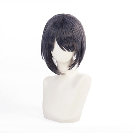 Anime Cosplay Wig Genshin Impact Kujo Sara Black blue gradient short hair with Free Wig Cap for Comic Con, Cosplay show, Halloween