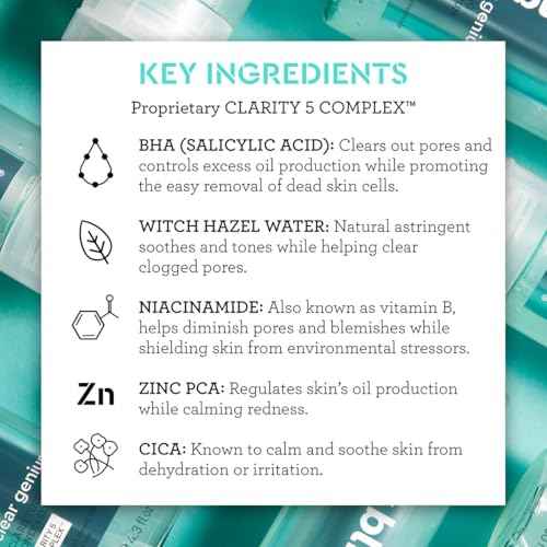Bliss Clear Genius Clarifying Toner + Serum - 4.3 Fl Oz - Purifies Pores, Tones, Calms & Clears Skin - Salicylic Acid, Niacinamide & Witch Hazel - Clean Paraben Free - Vegan & Cruelty-Free