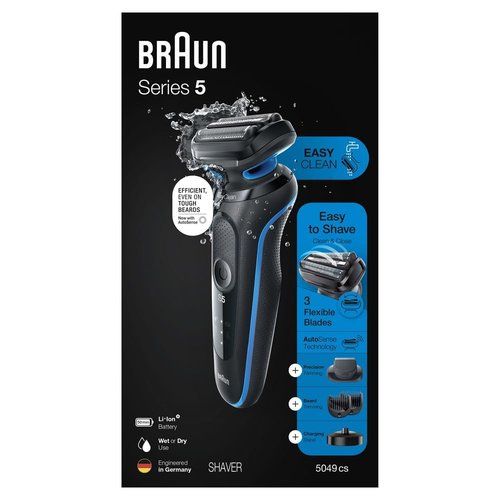 Braun Series 5 5049cs Electric Shaver - Cordless Wet & Dry Face Shaver with Beard Trimmer | Blue