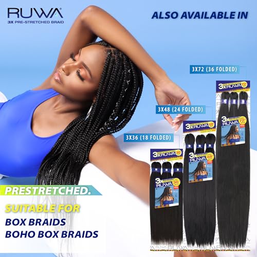 Sensationnel Ruwa prestretched braiding hair - 3x ruwa 48 inch 24 folded water repellent fast dry sports braid - 3x Ruwa 24 inch (1 pack, nlime)