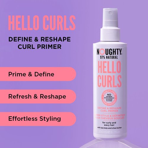 Noughty Curl Define & Re-Shape Primer - 97% Natural, Vitamin-Rich Formula for Curly & Wavy Hair | 6.7 fl. oz