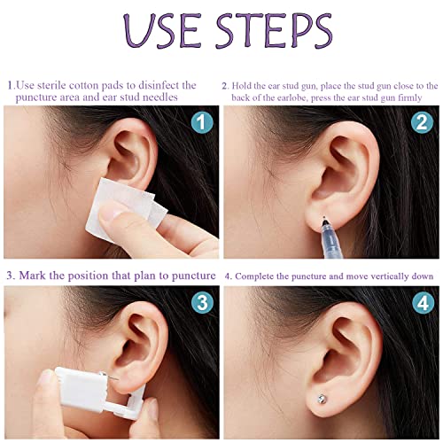 6 Pack Ear Piercing Kit Disposable Self Ear Piercing Gun No Pain Ear Piercings Gun Kit Tool (blue purple)
