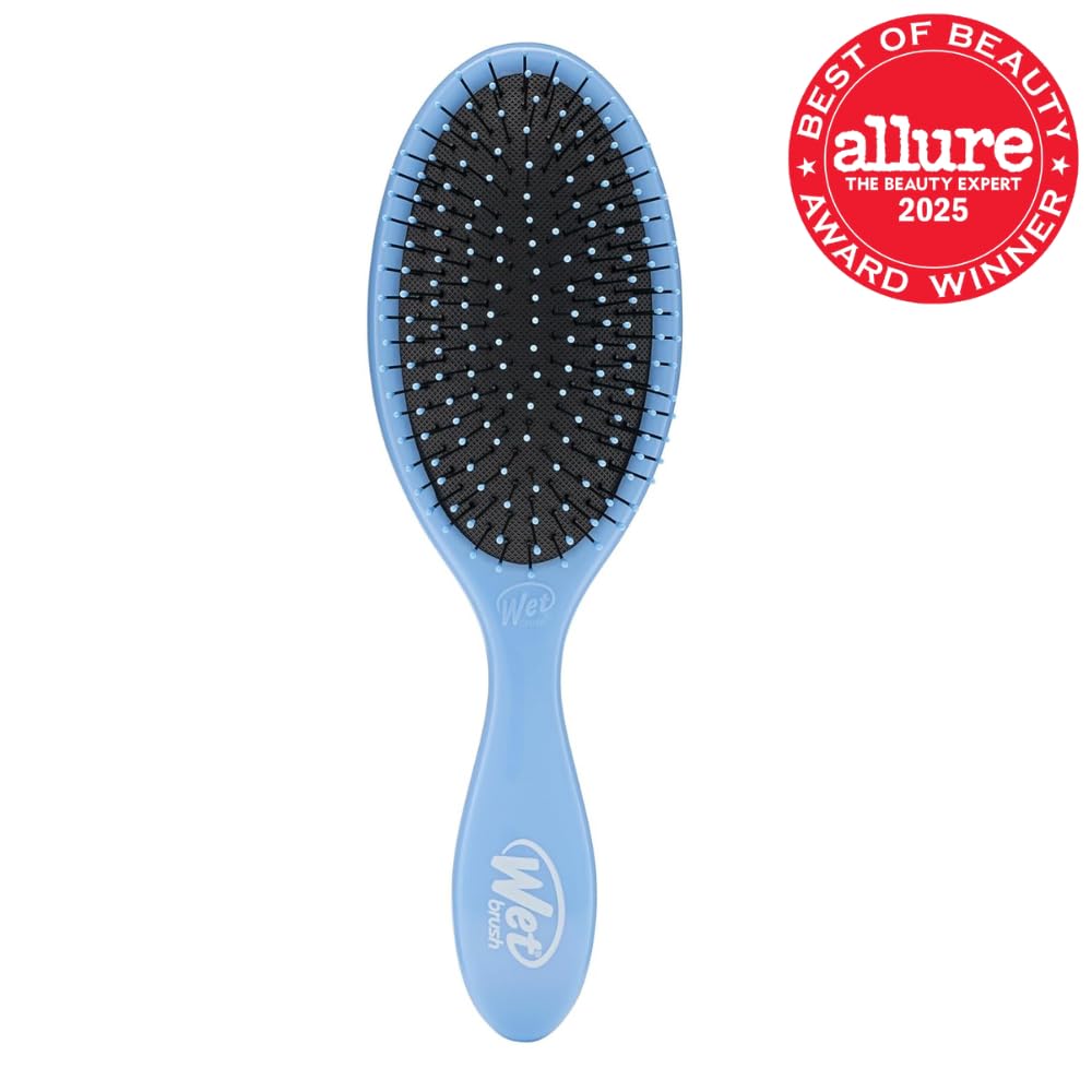 Wet Brush Detangling Brush - Tangle-Free Hair Brush for All Hair Types | Soft Flexible Bristles (Sky)