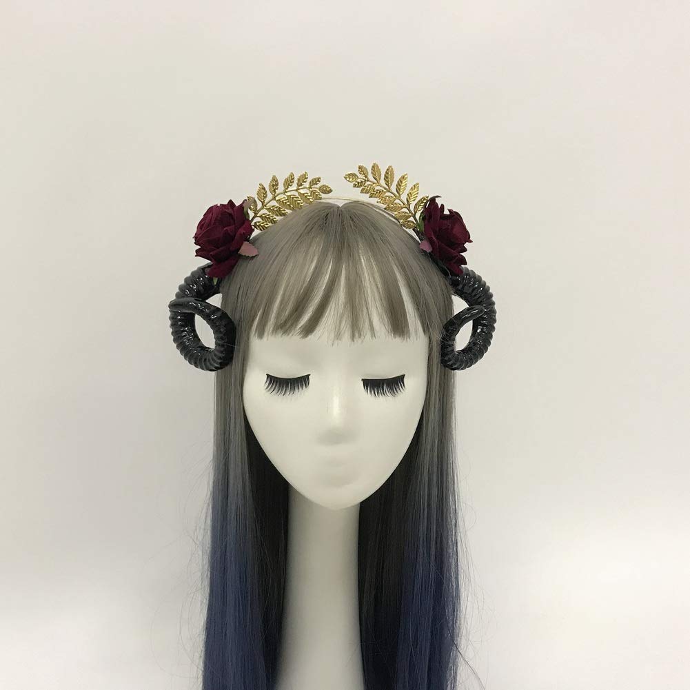 BLESSUME Mary Halo Crown Headband Goddess Headwear Halloween Costume Headpiece Headdress for Cosplay Party (T(Red Flower))