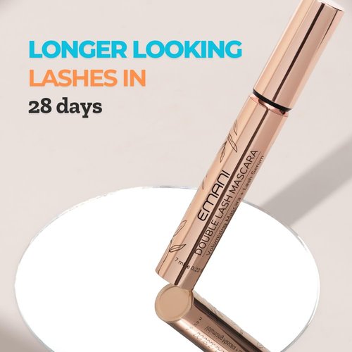 Emani Double Lash Mascara - Volumizing Formula for Sensitive Eyes, Hypoallergenic & Vegan - Granite Black, 0.23 Fl Oz