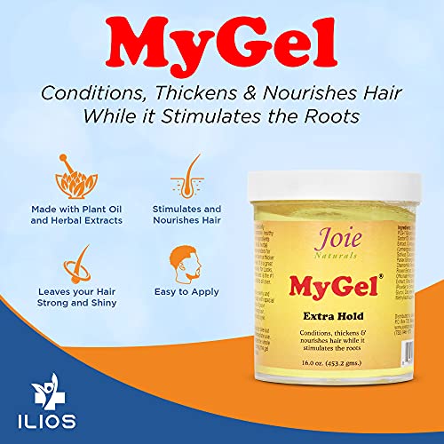 ILIOS Joie Naturals MyGel Extra Hold-Hair Styling Gel - Moisturizing Formula with Plant Oils and Herbal Extracts – Curly Hair Gel for Twists, Braids and Locks, 4 OZ Packaging.