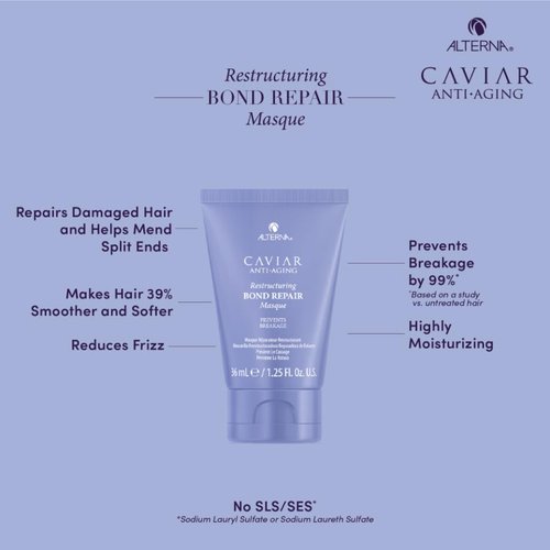Alterna Haircare CAVIAR Anti-Aging Bond Repair Travel Kit - Strengthens & Protects Damaged Hair | Shampoo, Conditioner, Masque