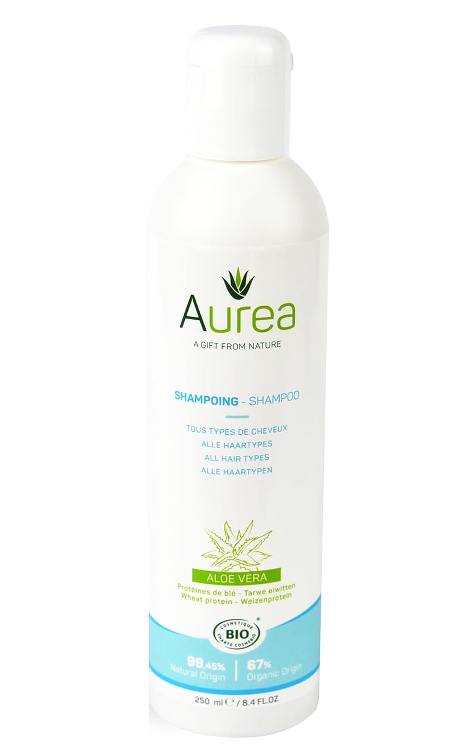 Aurea Aloe Vera Shampoo - Moisturizes & Soothes Hair - Restores Volume & Accelerates Growth - 8.4 Oz