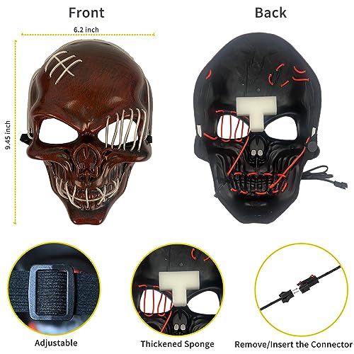 Naisidas Halloween Mask LED Scary Skull Mask, Halloween Light up Mask Decoration for Halloween Festival, Scary Party,Costume Cosplay with 3 Light Modes(Ice Blue)