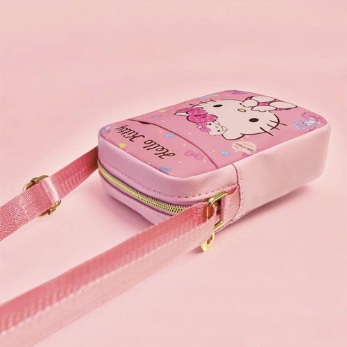cute cartoon-themed mini crossbody bag, also a shoulder bag, features a cartoon pattern design (Kitty)