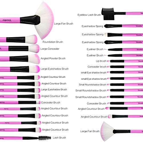 Makeup Brush Set, 32 Pcs Make up Brushes Professional Face Eye Shadow Foundation Blush Lip Makeup Brushes Powder Cosmetics Blending Brush Tool with the bag G-Bright purple