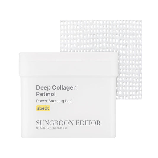 SUNGBOON EDITOR Deep Collagen Retinol Power Boosting Pads - Hydrate & Improve Skin Elasticity | 100 Count