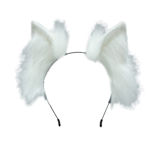 Faylay Wolf/Fox/Cat Ear Cosplay Headwear Girl Accessories Handmade Hairband Furry Ear Faux Fur Headband (04-3 White)