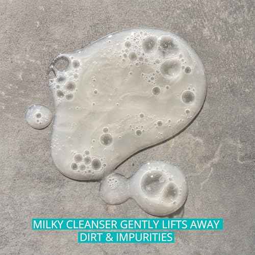 Aveeno Calm + Restore Facial Cleanser for Sensitive Skin, Hydrating Gentle Milky Face Cleanser with Nourishing Oat and Feverfew, Hypoallergenic Formula, Fragrance Free, 7.8 fl oz