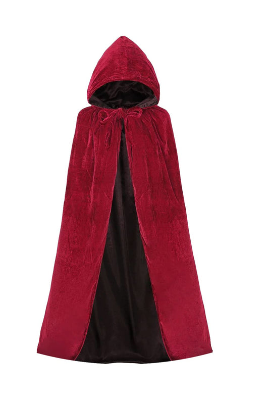 GOLDSTITCH Kids Hooded Velvet Cloak Cape for Halloween Christmas Cosplay Costumes Wine Red