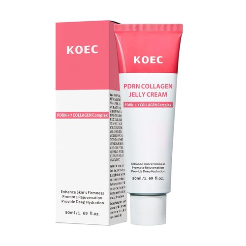 KOEC PDRN Collagen Jelly Cream - Deep Hydration & Skin Elasticity | Pink Peptide Face Moisturizer 1.69 Fl Oz