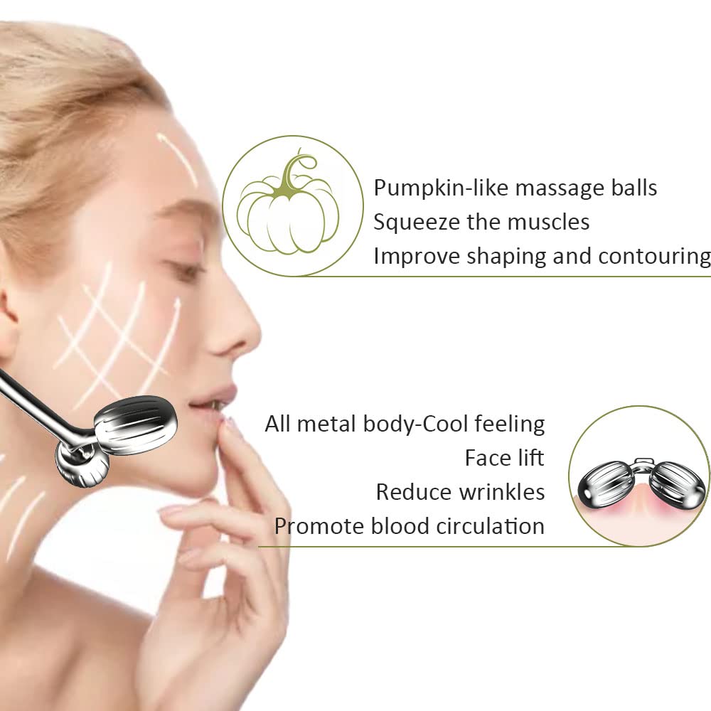 Yeamon Face Massager, Metal Face Roller Gua Sha Massage Tool for Face Neck Eye Body Skin Care, Facial Roller Gifts for Her, Women and Girl