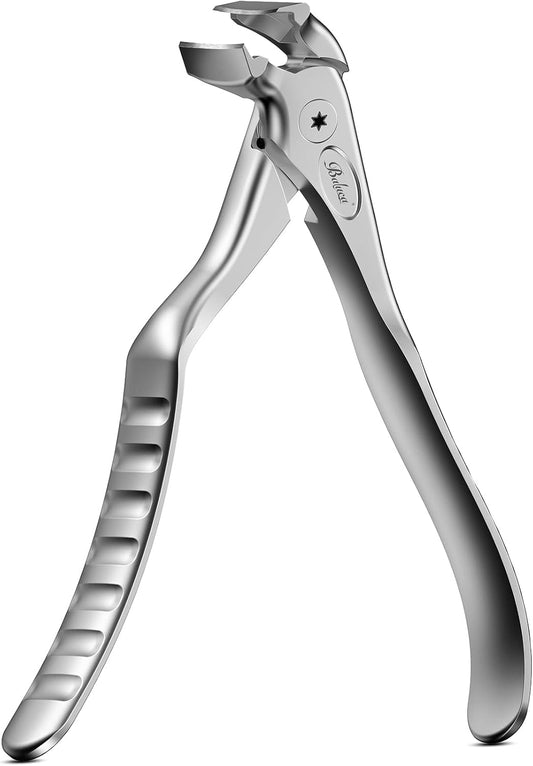 BALUCA Ergonomic Nail Clipper for Seniors - Toenail Clipper for Thick Toenails and Fingernails, Long Handle Nail Clippers with Catcher, Precision Nail Trimmer for Men and Women - Black