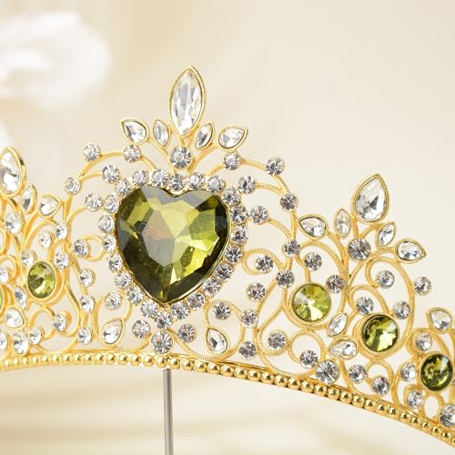 S SNUOY Tiaras and Crowns for Women Crystal Queen Crowns Rhinestone Princess Tiaras for Women Hair Accessories for Bridal Birthday Prom Party - August Peridot