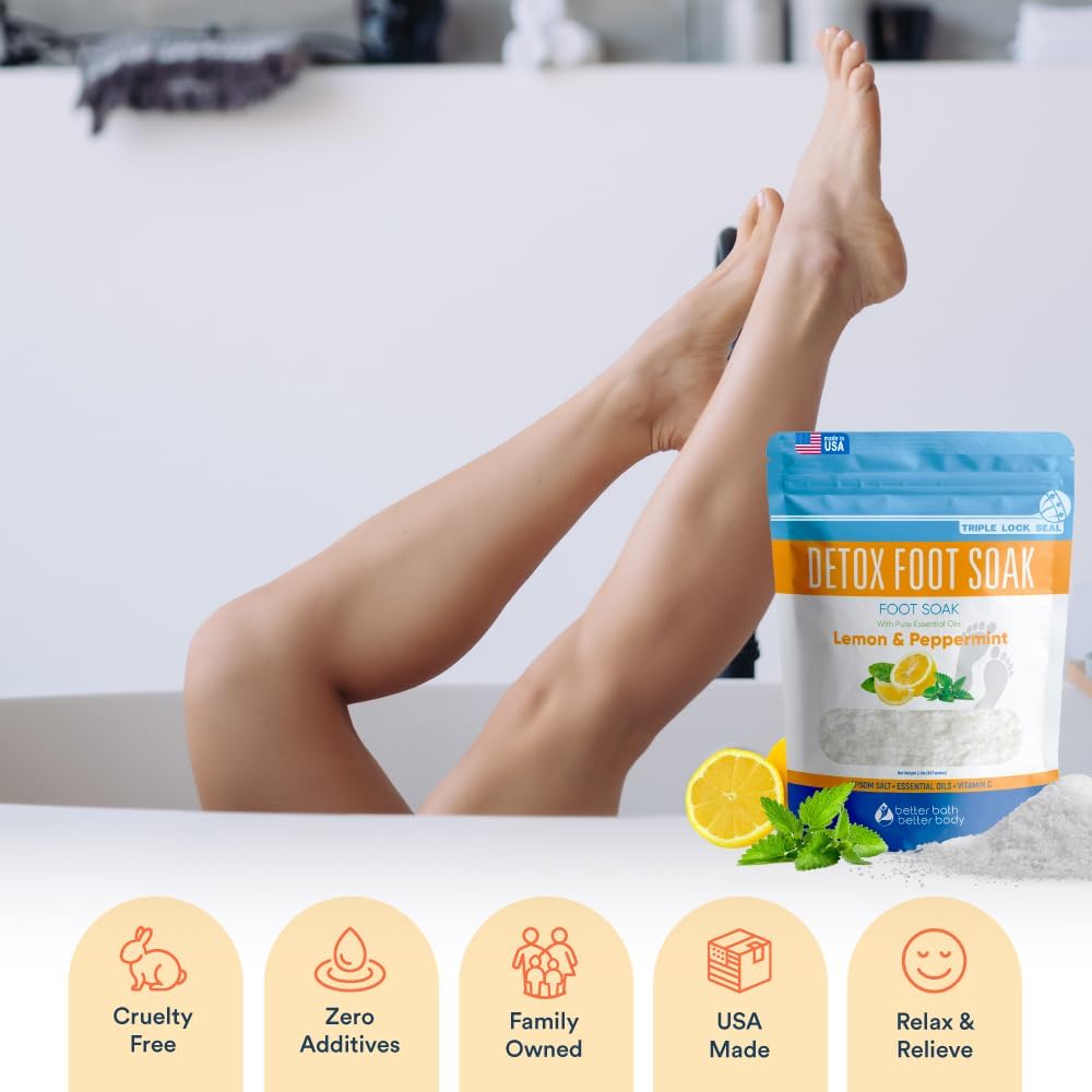 Skiennix Detox Foot Soak Salts - 32 Ounces with Essential Oils | Soothe Athletes Foot & Relax Tired Feet