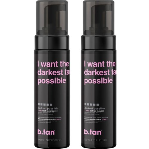 b.tan Ultra Dark Self Tanner Mousse Bundle - Fast 1 Hour Express Tanning Foam, No Fake Tan Smell, 6.7 Fl Oz (Pack of 2)