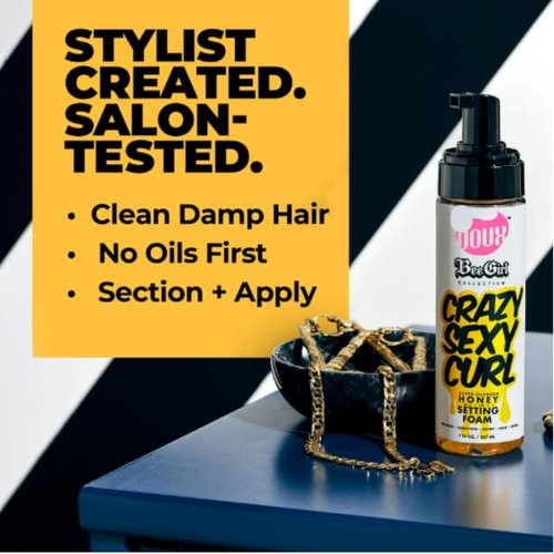 B'ee Girl Curl Defining Styling Mousse - Crazy-Sexy-Curl Honey Setting Foam, 7 oz, Unisex