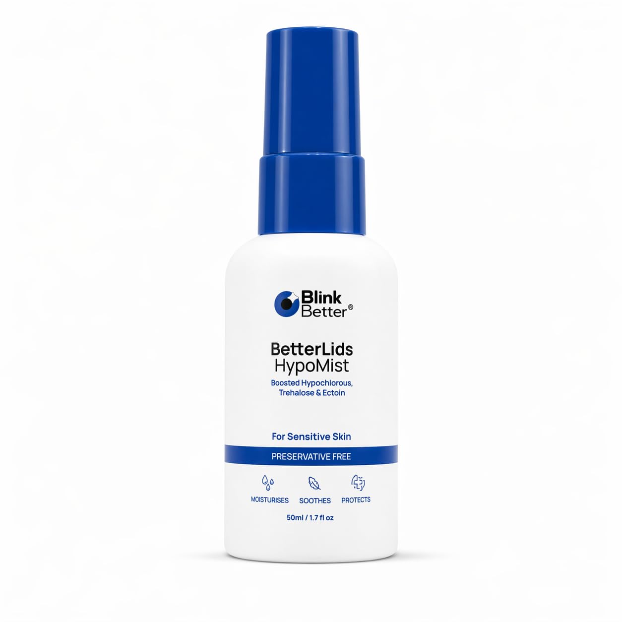 BlinkBetter BetterLids Hypochlorous Acid Eyelid Spray - Gentle Non-Sting Cleanser for Dry, Itchy Lids | 50 ml