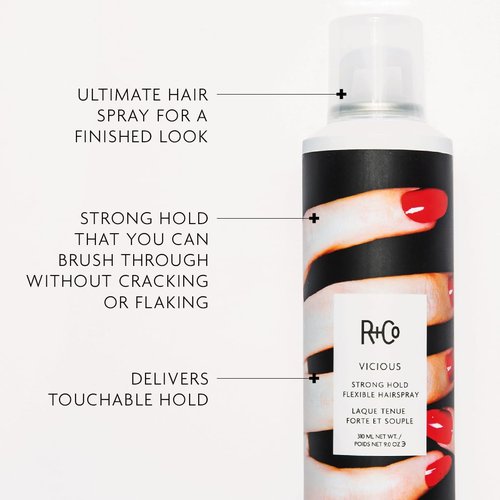 R+Co VICIOUS Strong Hold Flexible Hairspray - Long-Lasting Frizz Control & Shine for All Hair Types