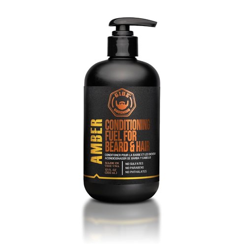 GIBS Amber Beard & Hair Conditioner - Revitalize Dry Hair, Control Frizz & Detangle - Antimicrobial & Antioxidant, Made in USA