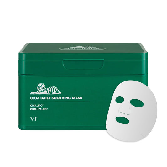 VT COSMETICS CICA Daily Soothing Mask - 30 Sheets with Centella Asiatica & Hyaluronic Acid for Hydration & Glow