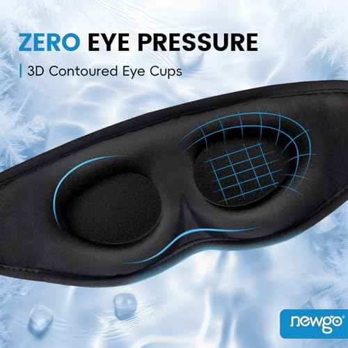NEWGO Cooling Gel Eye Mask 3D Soft Cold Eye Mask, Eye Ice Pack with Zero Eye Pressure Hot Cold Therapy Blackout Sleep Mask for Puffiness, Dark Circles, Dry Eyes, Headaches and Stress Relief