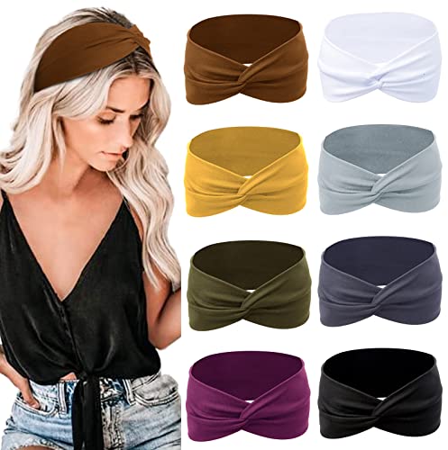 Tobeffect Non-Slip Headbands for Short Hair - Yoga, Workout, Running Sport Elastic Hair Twist Turbans and Wraps for Women and Girls