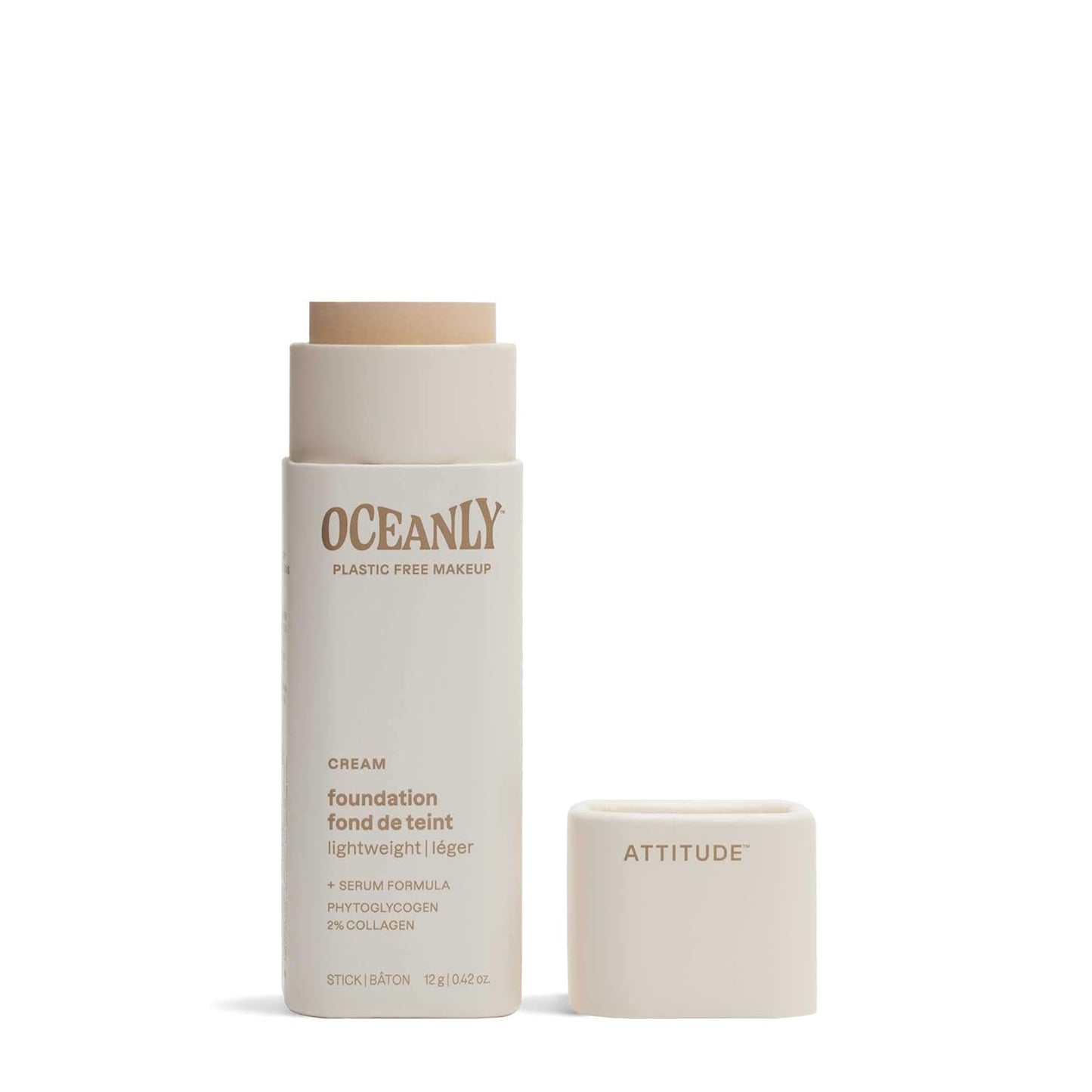 ATTITUDE Oceanly Foundation Stick - Light Coverage, EWG Verified, Vegan & Cruelty-Free, 0.42 Ounces