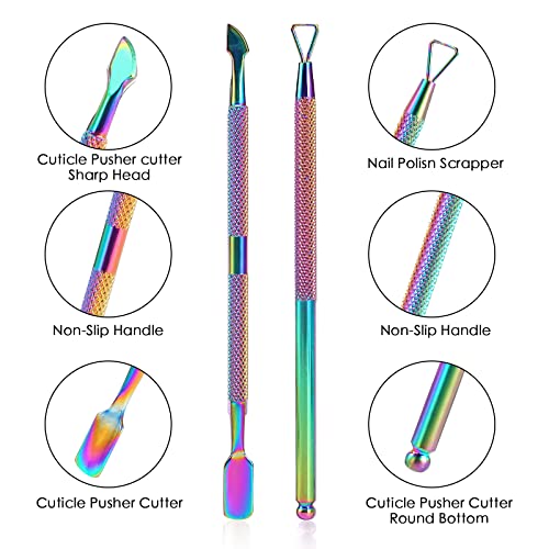 Cuticle Trimmer with Cuticle Pusher and Cutter,YINYIN Cuticle Remover Cutter Nipper Clippers Durable Pedicure Manicure Tools for Fingernails and Toenails(D501-RoseGold)…
