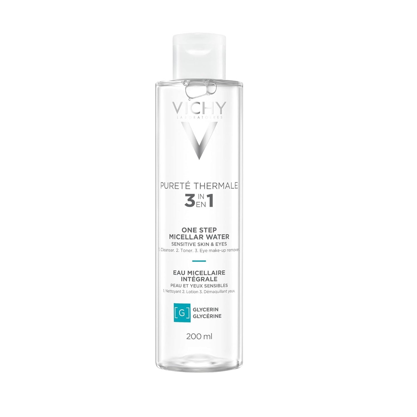 Vichy Pureté Thermale Micellar Water - Gentle Makeup Remover & Hydrating Toner with Vitamin B5 | No Rinse Needed