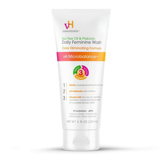 vH Essentials pH Balanced Daily Feminine Wash - Tea Tree Oil & Prebiotic, 6 Fl Oz, Pack of 1