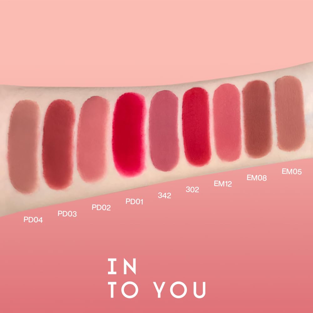 INTO YOU Matte Liquid Lipstick for Women, Canned Long Lasting Red Lipstick Waterproof with Lip Brush, No Transfer, High Pigmented with Lightweight Lip Mud Texture(PD03)