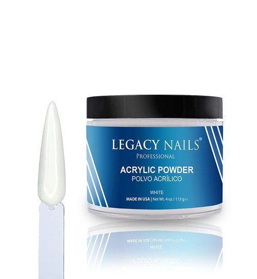 Legacy Nails White Acrylic Powder - 4oz | High-Quality, Fast-Drying Formula for Salon-Grade Nail Extensions