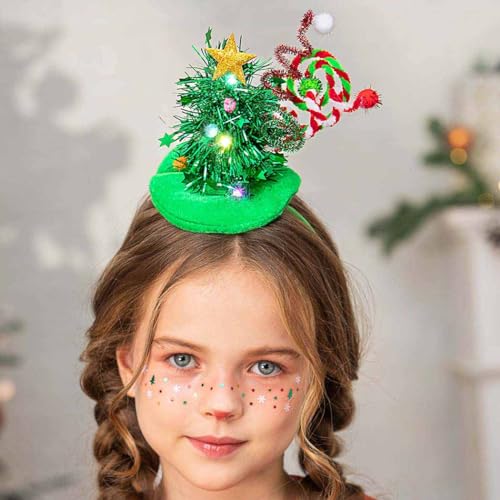 Zoestar Light Up Christmas Tree Headband Glow Hair Bands Xmas Holiday Party Costume Hair Accessories Women and Girls