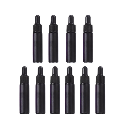 YORROR 10 Pcs 10ml Frosted Black Glass Essential Oil Dropper Bottle,Empty Refillable Dropper Bottle With Glass Eye Dropper for Massage Oils,Aromatherapy,Perfume,Cosmetic Liquid