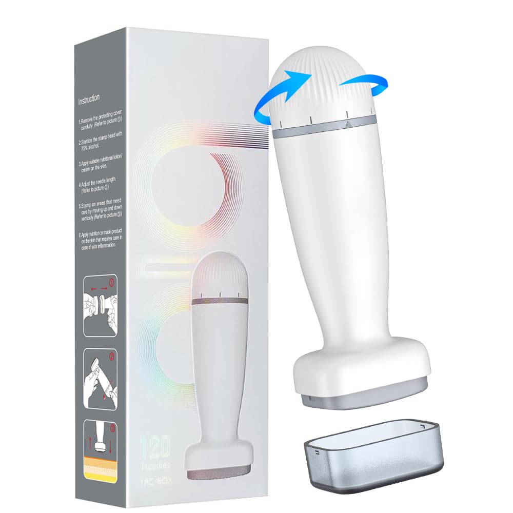 Titanium Derma Stamp Roller,Professional Microneedling Stamp pen for Beard Face Body 0.25 mm, DermaStamp for Home Use