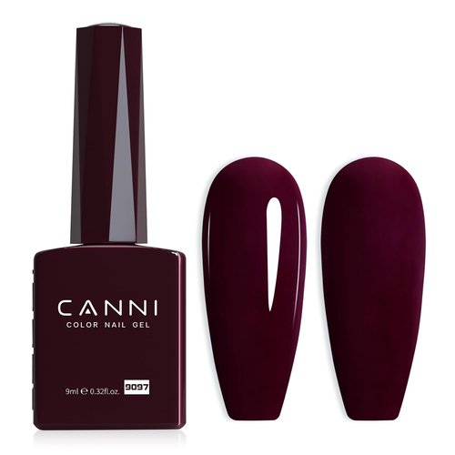 CANNI Dark Red Gel Nail Polish - High Gloss Burgundy Red Color | 1Pc Soak Off UV Gel for DIY Manicure