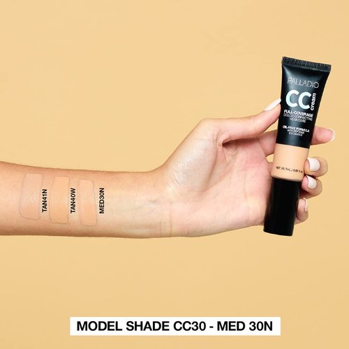 Palladio CC Cream - Full-Coverage Color Correction, Oil-Free with Peptides & Vitamin C | Medium 30N