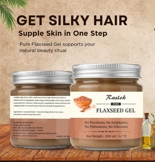 Raslok Pure Flaxseed Gel - Hydrating & Nourishing Hair Curling Gel | Lightweight Formula | 6.7 fl oz - 200ml