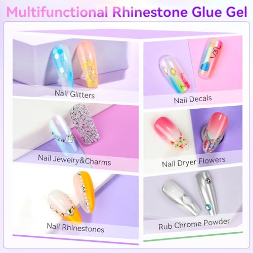 Makartt Rhinestone Glue for Nails: Super Strong Gel Nail Glue for Nail Charms Gems Decorations, 3D Gel Nail Art Bling Jewel Diamonds for Salon & DIY Manicure, 30ML UV Lamp Cured Need Beauty Gifts