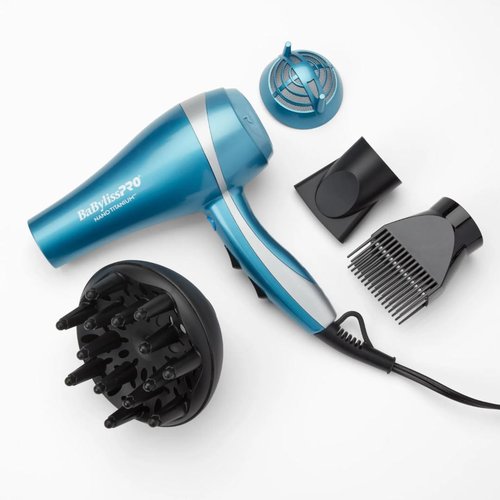 BaBylissPRO Nano Titanium Blow Dryer - 2000-Watt Ionic Styling Tool with Concentrator Nozzle